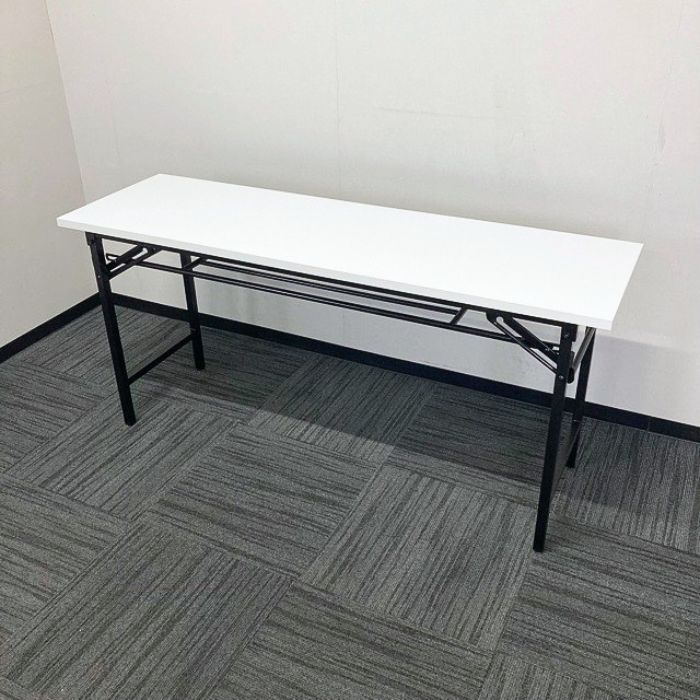 オフィスコム 折りたたみテーブル W1500×D450×H700 天板：ホワイト/本体：ブラック 中古 ➉