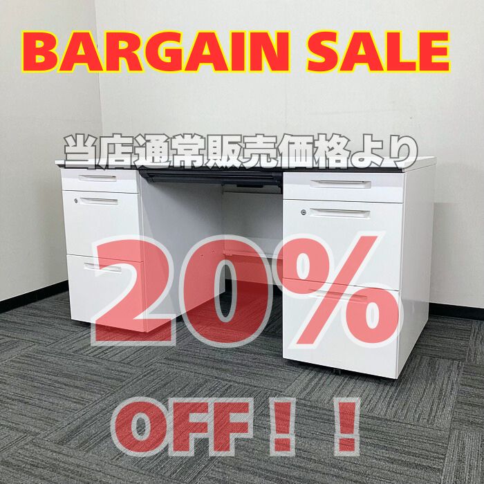 コクヨ isﾃﾞｽｸｼｽﾃﾑｼﾘｰｽﾞ 両袖デスク SDP-ISN14LSAW W1400×D700×H720 ホワイト 2017年製 中古 ※SALE品